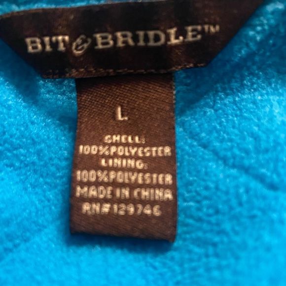 Bit & Bridle Sleeveless Quilted Riding Vest Full Zip Fleece Lined Blue Size L - Picture 2 of 8